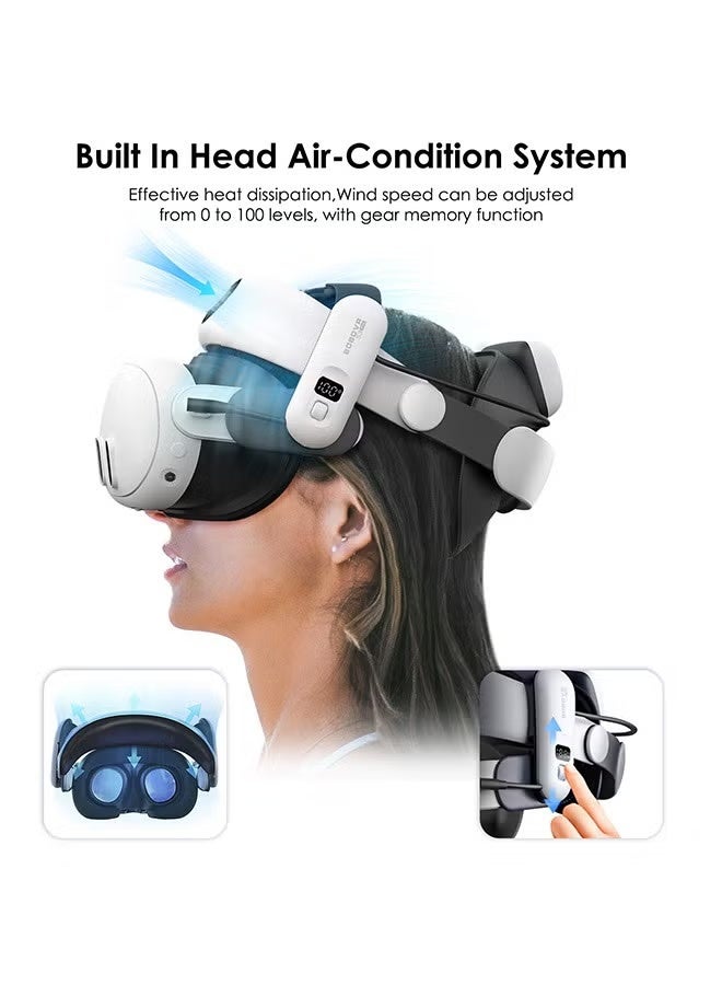 بوبوفر حزام رأس مزود ببطارية BOBOVR S3 Pro بسعة 10000 مللي أمبير لنظارات Meta Quest 3/Quest 3S مع ملحقات تكييف الهواء للرأس للواقع الافتراضي. - Image 3